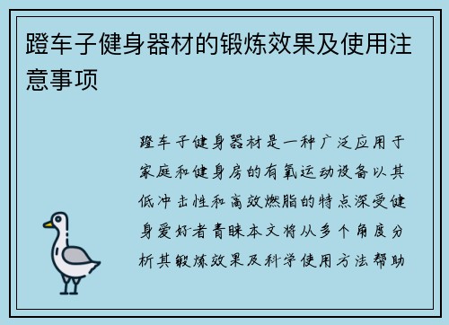 蹬车子健身器材的锻炼效果及使用注意事项