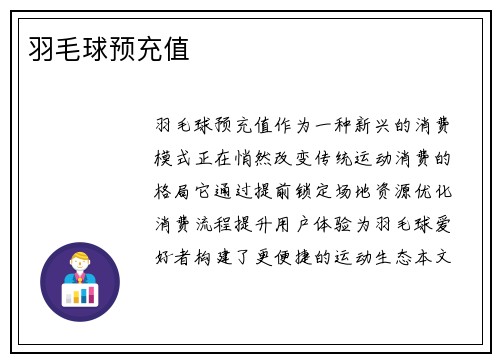 羽毛球预充值